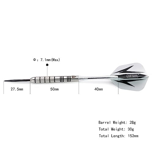 CUESOUL 28 Grams Tungsten Steel Tip Darts Set 95% Tungsten with Luxury Case(CSTSTD028-28L)