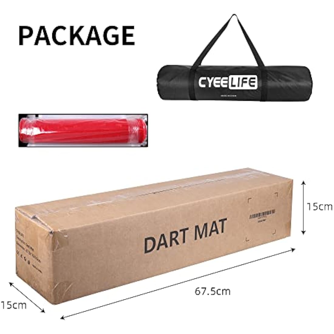 CyeeLife Dart Mat 65 * 295cm with Carry bag and Oche Strip Lines for Steel and Soft Tip Darts Games,Multiple styles to choose from