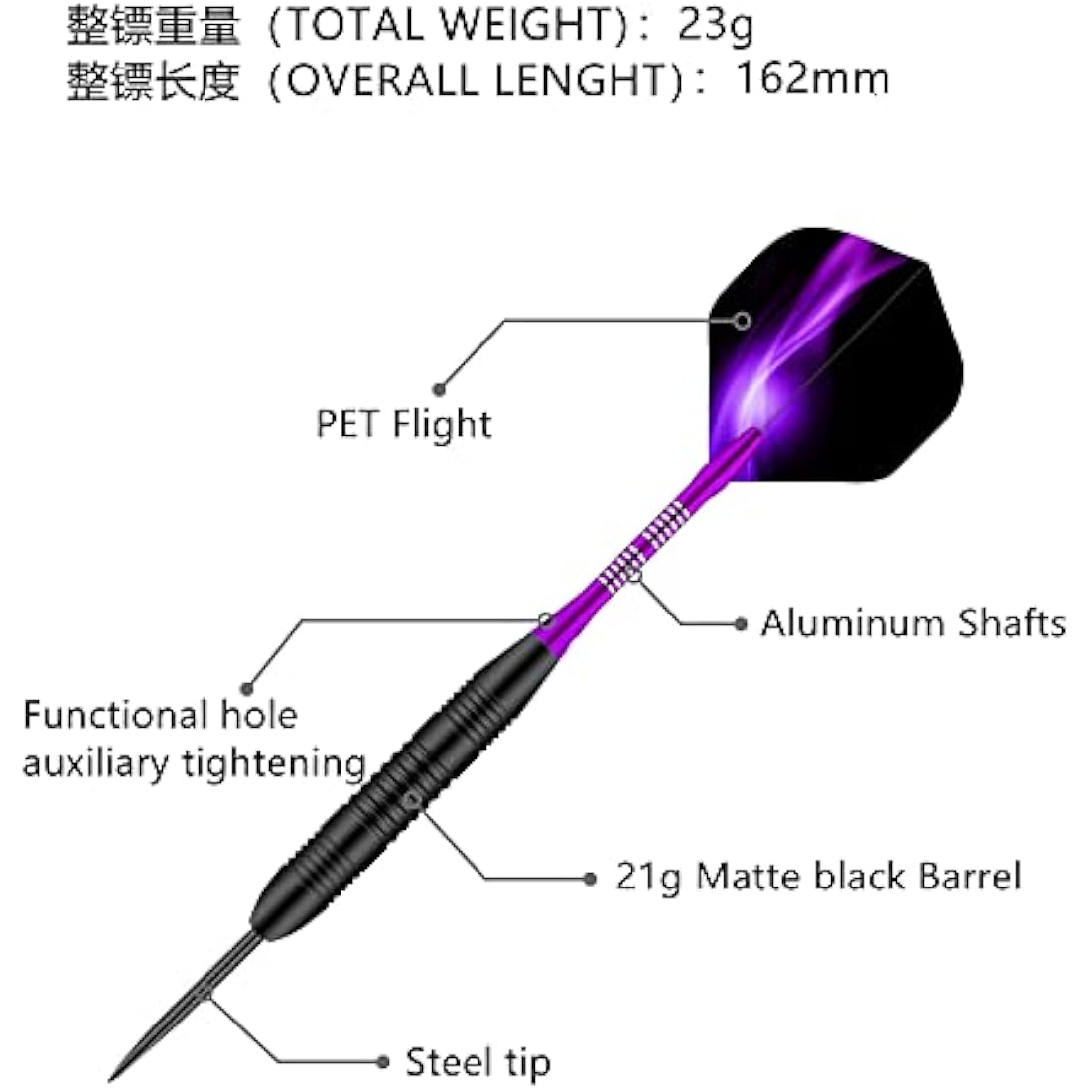 Steel Tip Darts Set,3 Pack Professional Dart with Aluminum Shafts and Darts Case