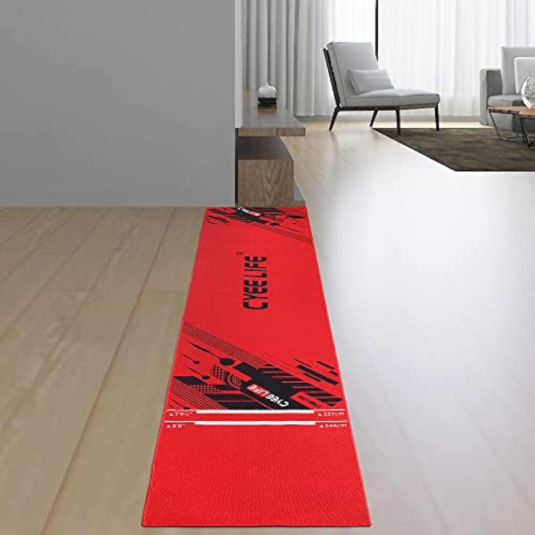 CyeeLife Dart Mat 65 * 295cm with Carry bag and Oche Strip Lines for Steel and Soft Tip Darts Games,Multiple styles to choose from