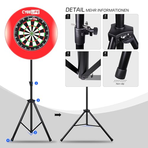 CyeeLife Dartboard Stand, Professional Portable Tripod Dartboard Travel Stand, Black