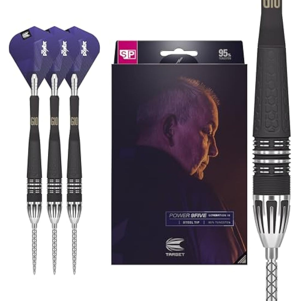 TARGET Darts Phil Taylor Power 9-Five Gen 10 95% Tungsten Swiss Point Steel Tip Darts Set