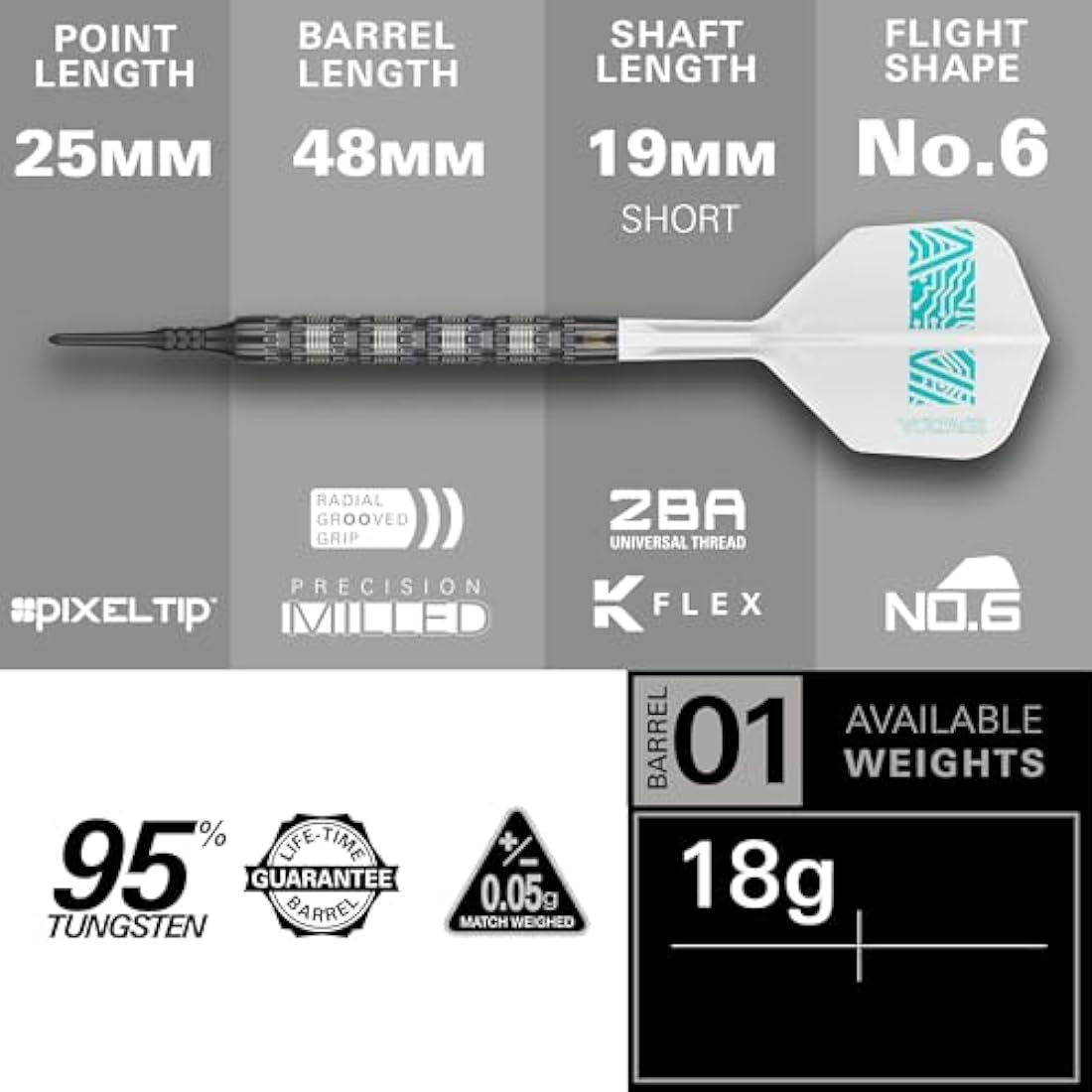 Target Darts Rob Cross 95K Soft Tip 95% Tungsten Dart Set, 18G | Voltage Player-Edition Darts Set with Pixel Tips, K-Flex Flights, Soft Tip Electronic Darts Set