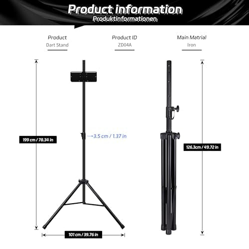 CyeeLife Dartboard Stand, Professional Portable Tripod Dartboard Travel Stand, Black