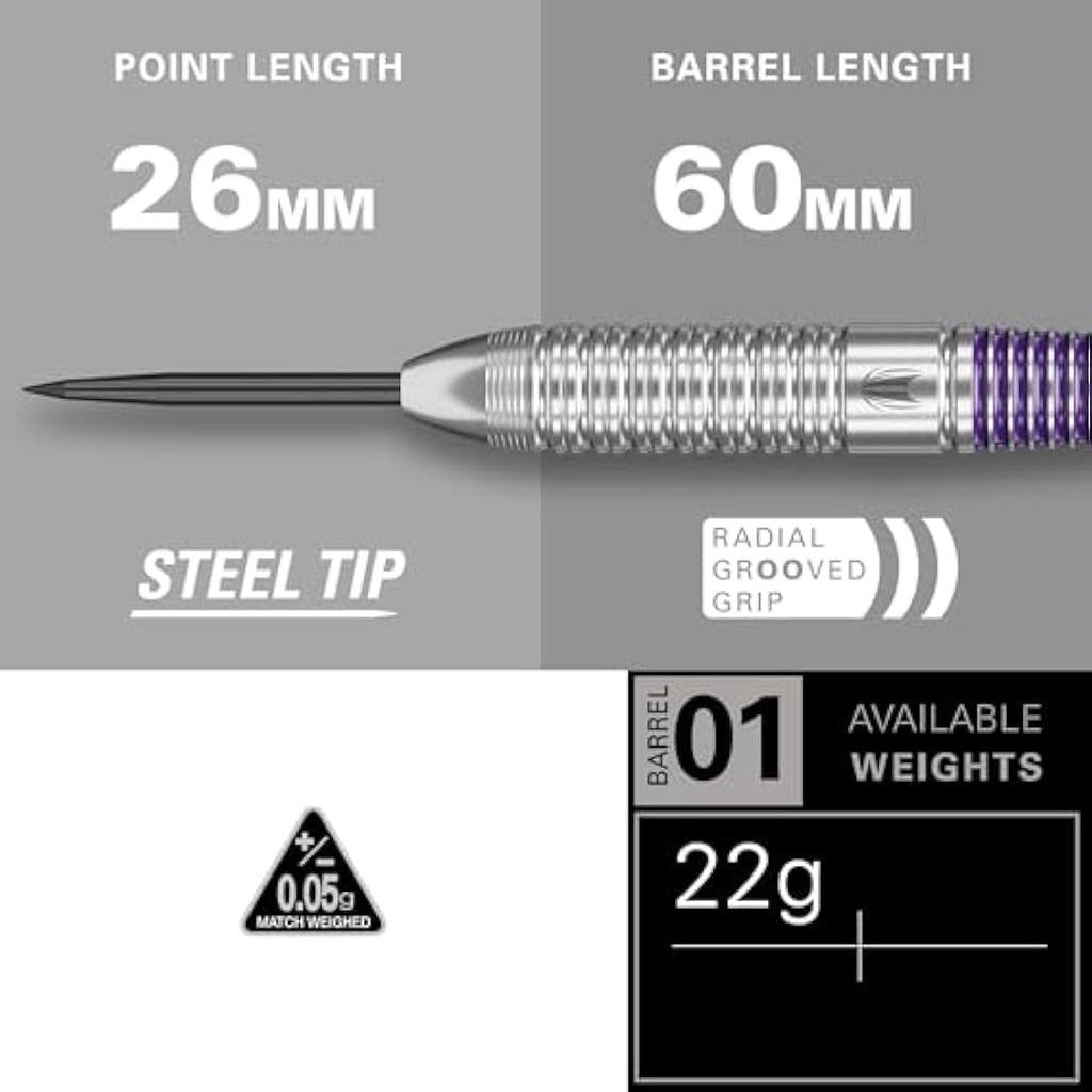 TARGET Darts Luke Littler Set – 22G Steel Tip Brass Darts or 85-Piece Dart Accessories Pack | The Nuke Player Edition Professional Darts & Accessories, Pro Grip Dart Shafts, Pro Ultra Flights