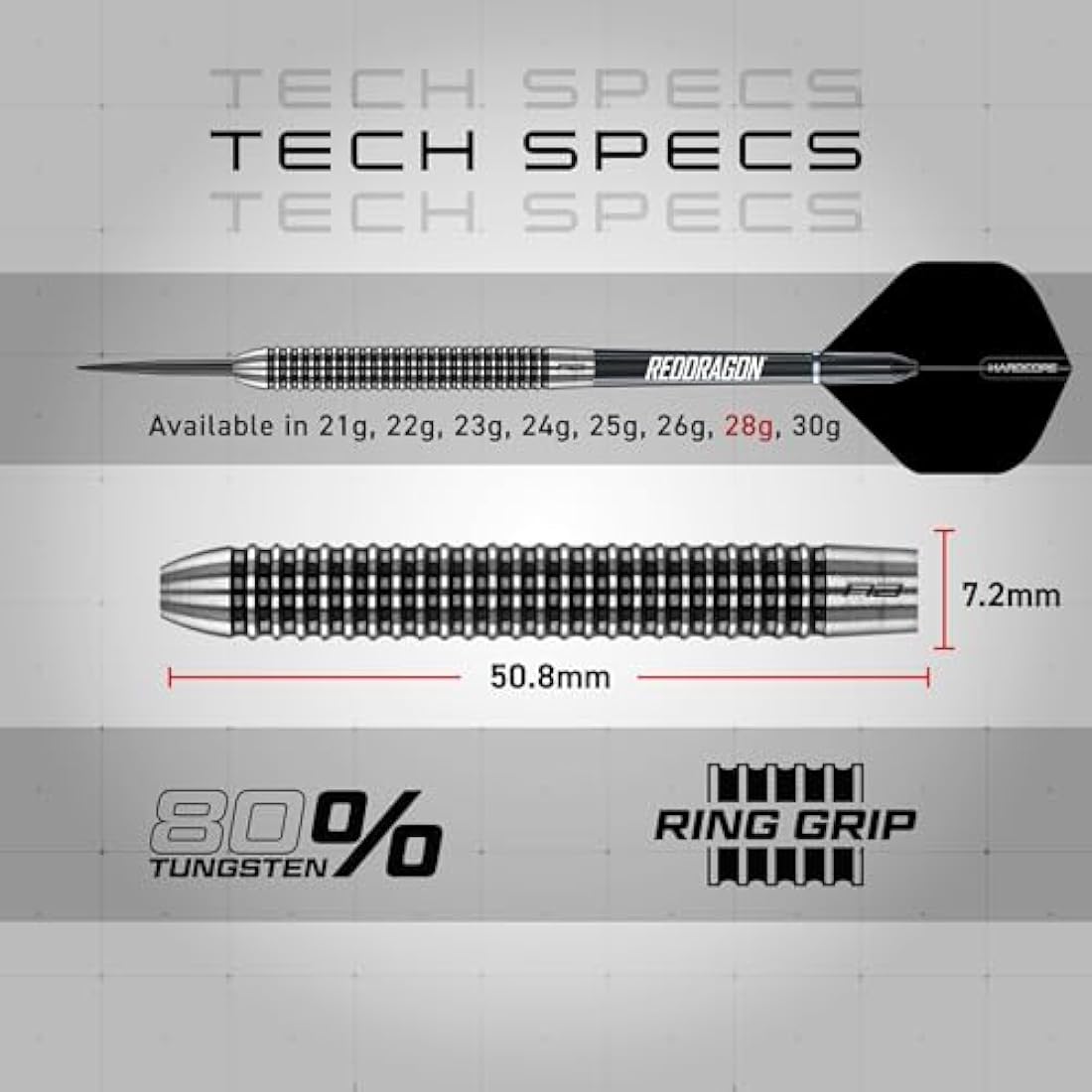 RED DRAGON Pegasus Professional Tungsten Steeltip Darts Set Available in 21, 23, 24, 25, 26, 28, 30 Gram with Flights, Stems (Shafts) and Wallet