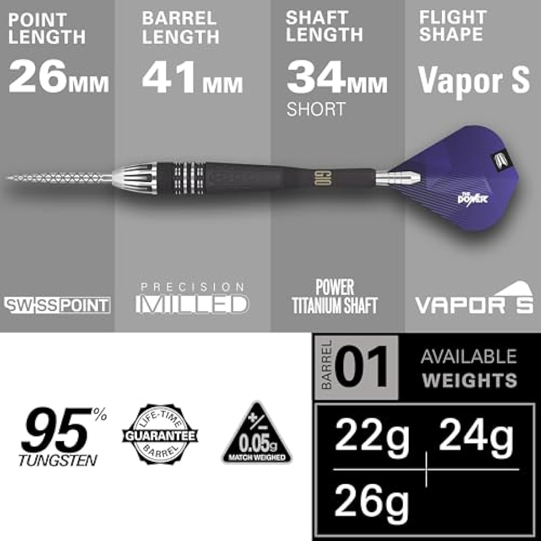 TARGET Darts Phil Taylor Power 9-Five Gen 10 95% Tungsten Swiss Point Steel Tip Darts Set