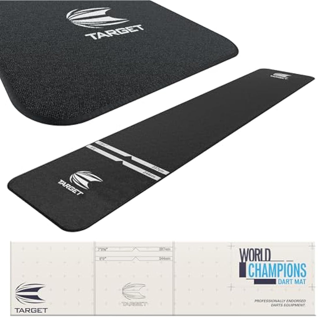 TARGET Darts Dart Mat - World Champions/INK/Mod | Dart Oche Mat with Soft Tip and Steel Tip Throw Line Distances | Non Slip Carpet Mats for Floor and Dart Tips Protection | Darts Accessories UK