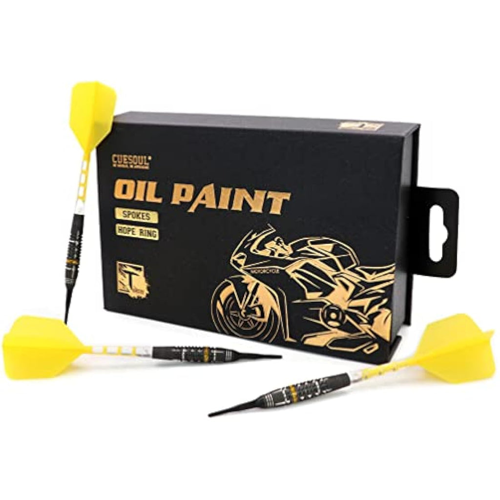 CUESOUL MOTORCYCLE Soft Tip 90% Tungsten Dart Set with Oil Paint Finished and Unifying ROST T19 Flight