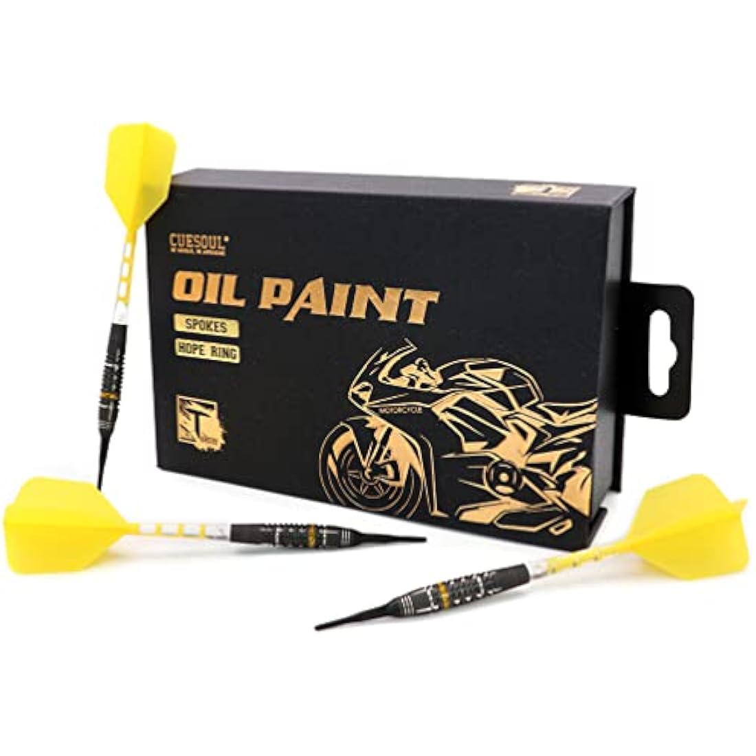 CUESOUL MOTORCYCLE Soft Tip 90% Tungsten Dart Set with Oil Paint Finished and Unifying ROST T19 Flight