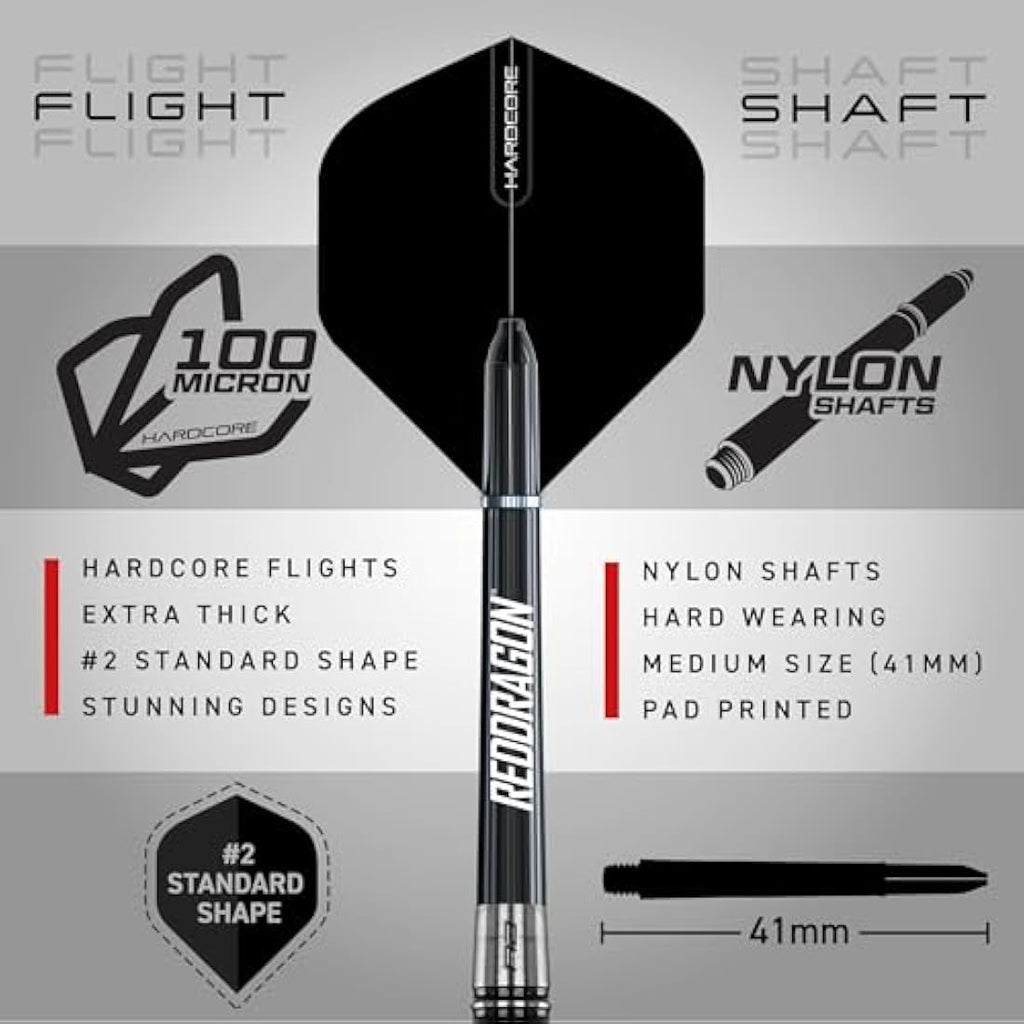 RED DRAGON Pegasus Professional Tungsten Steeltip Darts Set Available in 21, 23, 24, 25, 26, 28, 30 Gram with Flights, Stems (Shafts) and Wallet