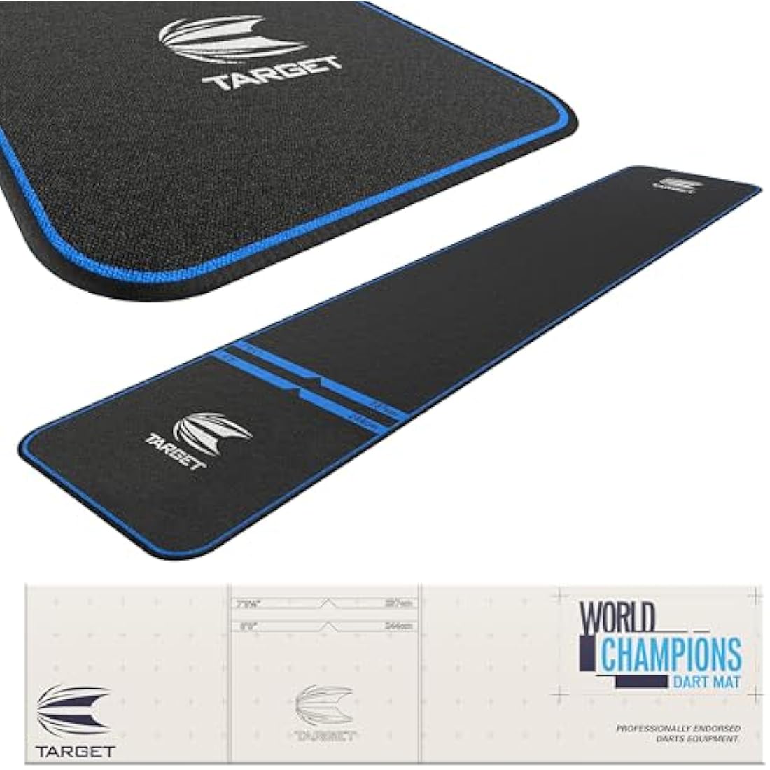 TARGET Darts Dart Mat - World Champions/INK/Mod | Dart Oche Mat with Soft Tip and Steel Tip Throw Line Distances | Non Slip Carpet Mats for Floor and Dart Tips Protection | Darts Accessories UK