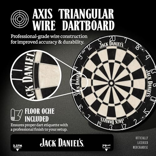 Officially Licensed Jack Daniel's Printed Darts Home Centre in Black Including Dartboard | JD Logo (CAB512)