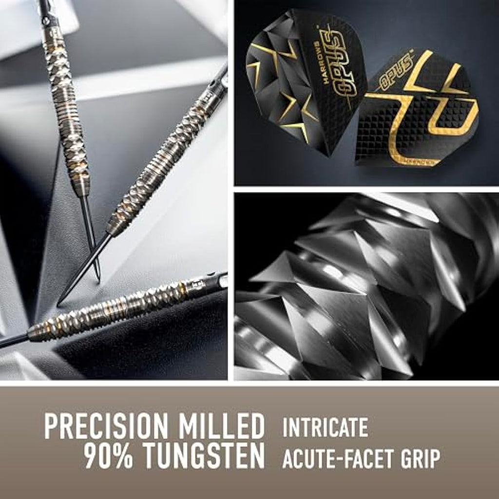 Harrows Opus Darts Set I Professional Darts 90% Tungsten Steel Tip ALL Weights Pro Darts I Huge 16pc Set with Carbon ST Shafts, Opus Flights & FREE Slimcase Darts Case