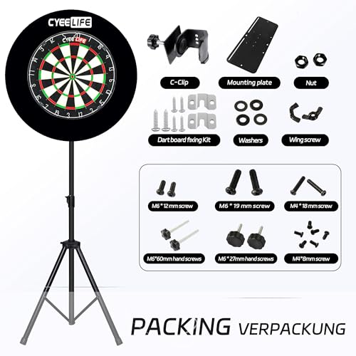 CyeeLife Dartboard Stand, Professional Portable Tripod Dartboard Travel Stand, Black