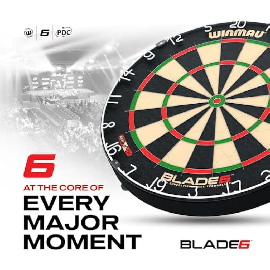 WINMAU Darts Blade 6 Professional Bristle Dartboard with Official tournament specifications | Endorsed by the PDC