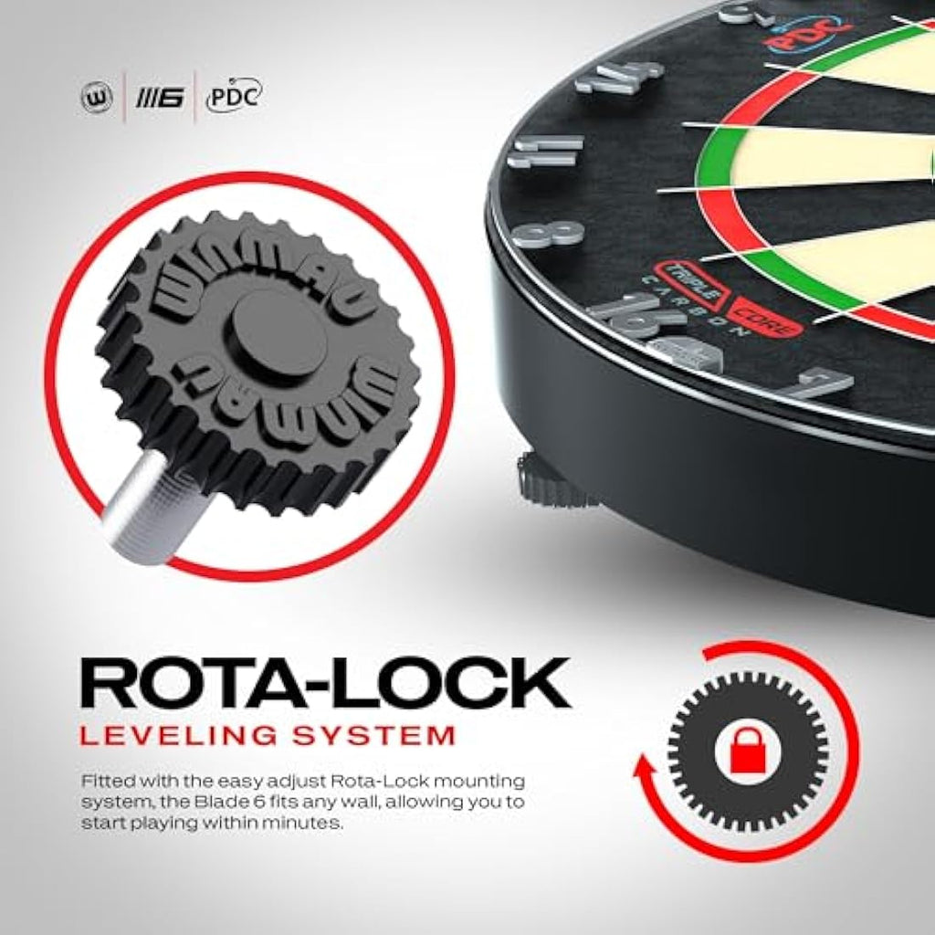 WINMAU Darts Blade 6 Triple Core Carbon Professional PDC Dartboard with Official tournament specifications | Endorsed by the PDC