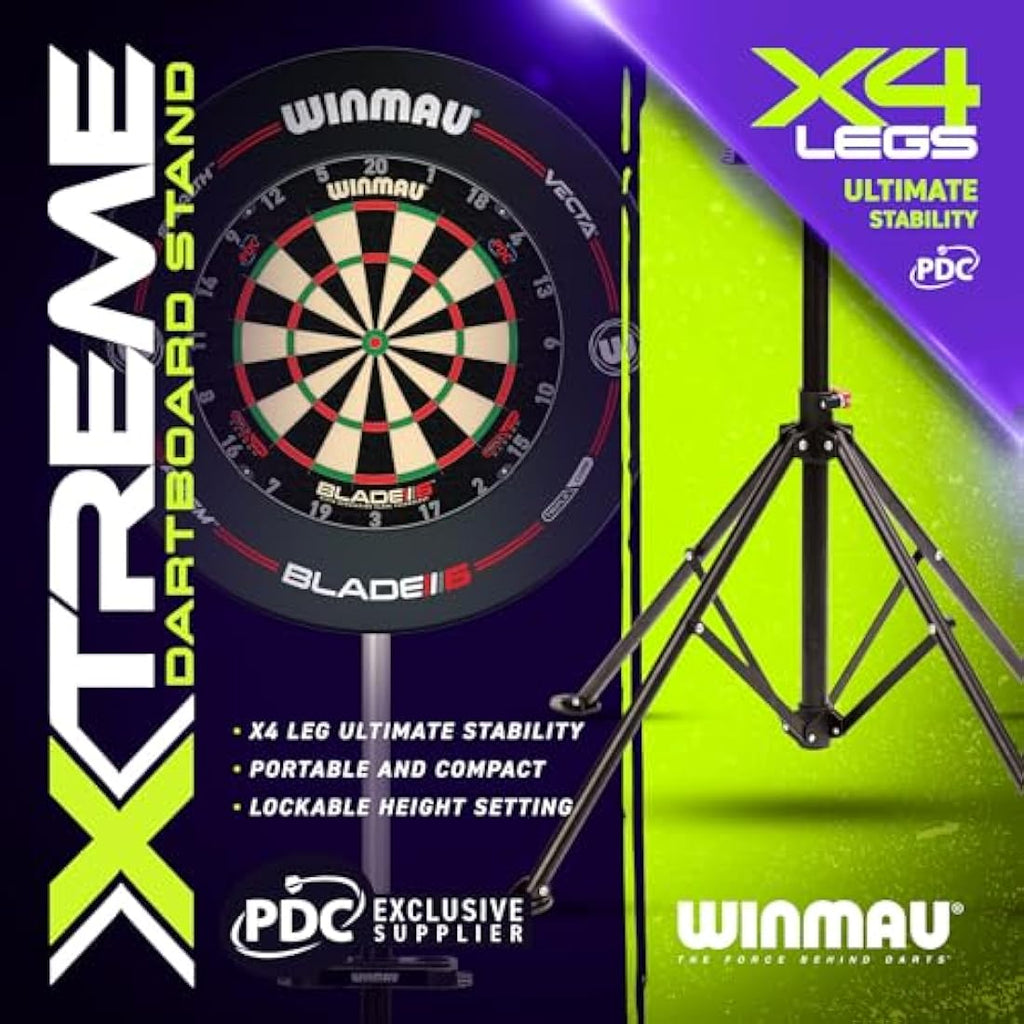 WINMAU Xtreme Dart board Stand 2.0 - Portable, Adjustable & Free Standing Dart Stand- Tripod Design Dartboard Mounting System - Professional Darts Accessory - Compatible with All Winmau Dartboards