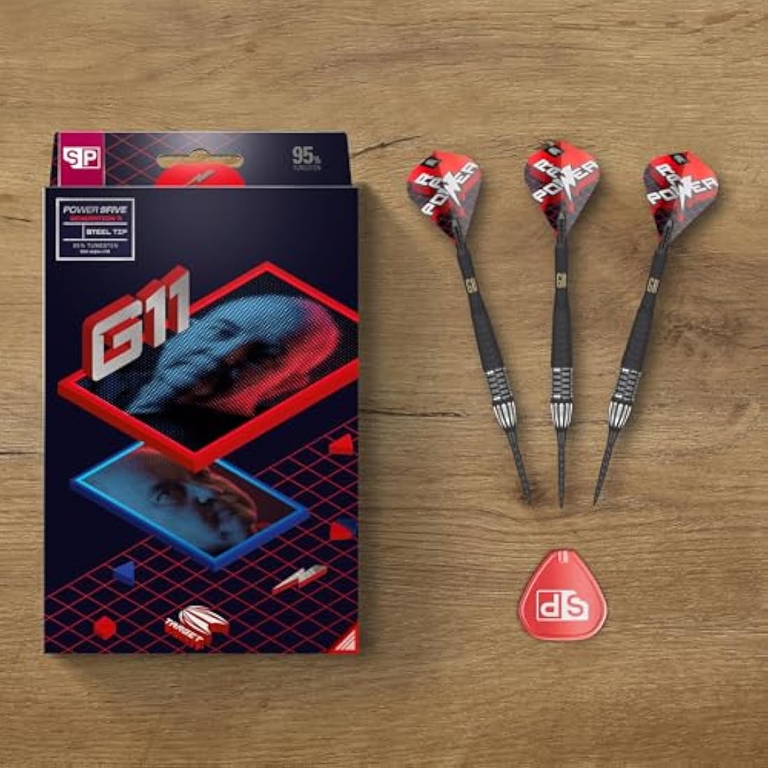 TARGET Darts Phil Taylor Gen 11 Power 9-Five Steel Tip Swiss Point Darts (3) Swiss Point Tool, 95% Tungsten Raw Power G11 | Generation 11 Phil Taylor Darts, Player Edition Swiss Points Dart Set