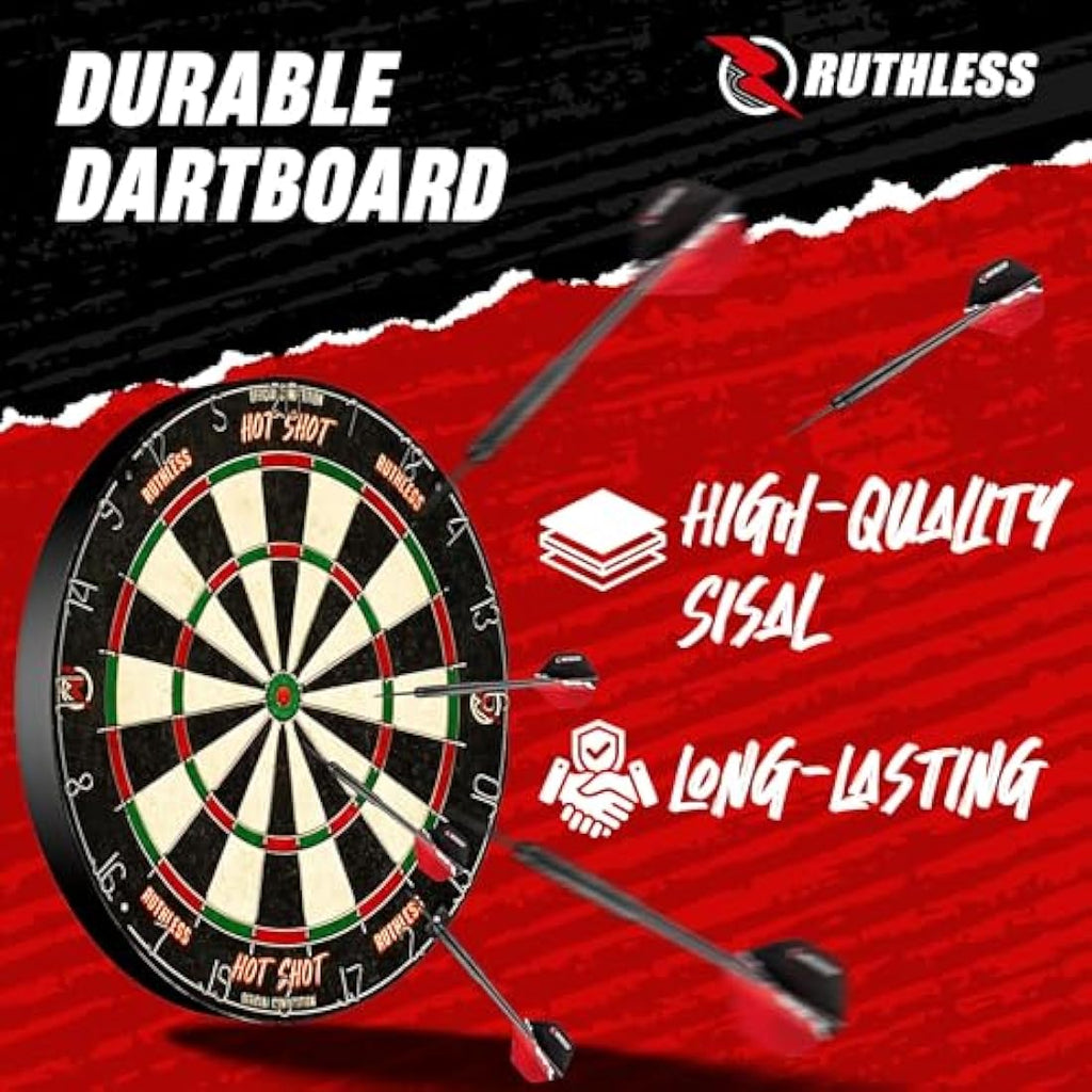 Ruthless Home Darts Centre | Complete Home Dart Board Centre Including Cabinet, Dartboard and 2 Sets of Darts