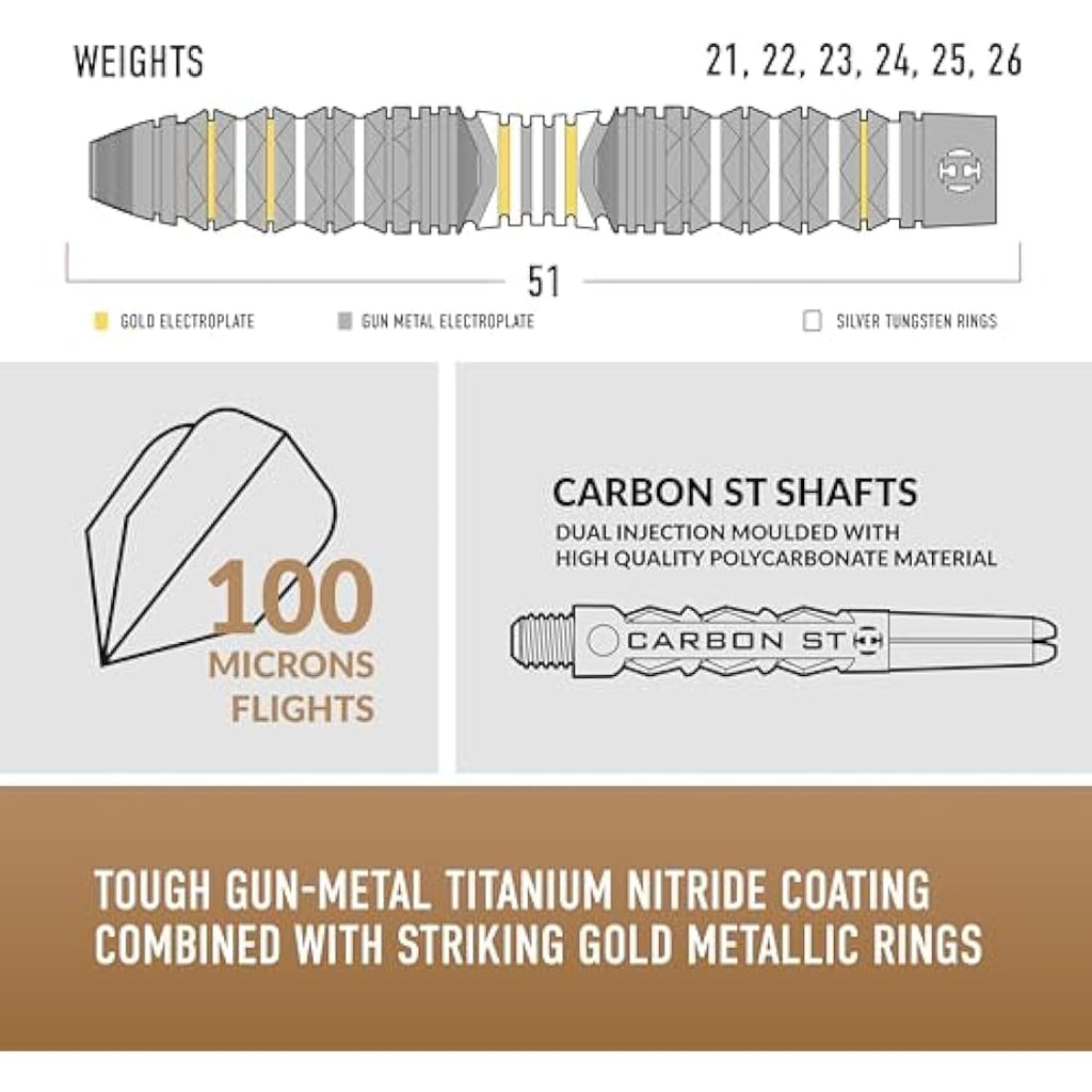 Harrows Opus Darts Set I Professional Darts 90% Tungsten Steel Tip ALL Weights Pro Darts I Huge 16pc Set with Carbon ST Shafts, Opus Flights & FREE Slimcase Darts Case