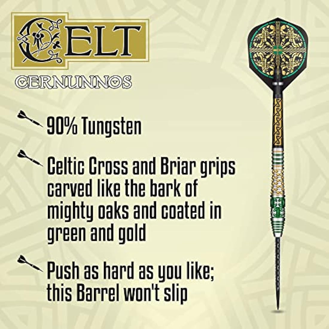 Shot! Celt Cernunnos Steel Tip Dart Set 90% Tungsten Pro Throwing Darts Steel Tip Set, Professional – Made in New Zealand – Designed Dart Flights for Women & Men – Metal Tip Bar Darts for Adults