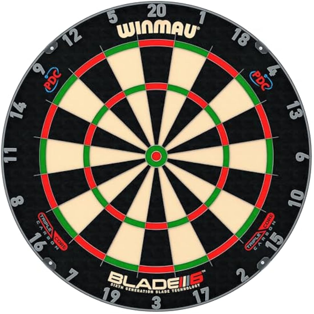 WINMAU Darts Blade 6 Triple Core Carbon Professional PDC Dartboard with Official tournament specifications | Endorsed by the PDC