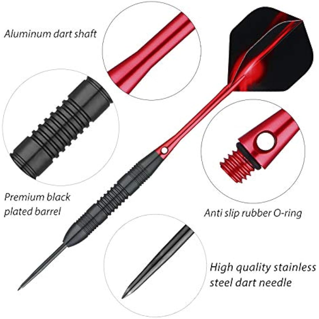 centaur 12 Pack Steel Tip Darts, Professional 22/24 Grams Metal Dart Set with 4 Color Premium Aluminum Shafts and 4 Style PET Flights and Dart Case, Beginner or Professional Darts