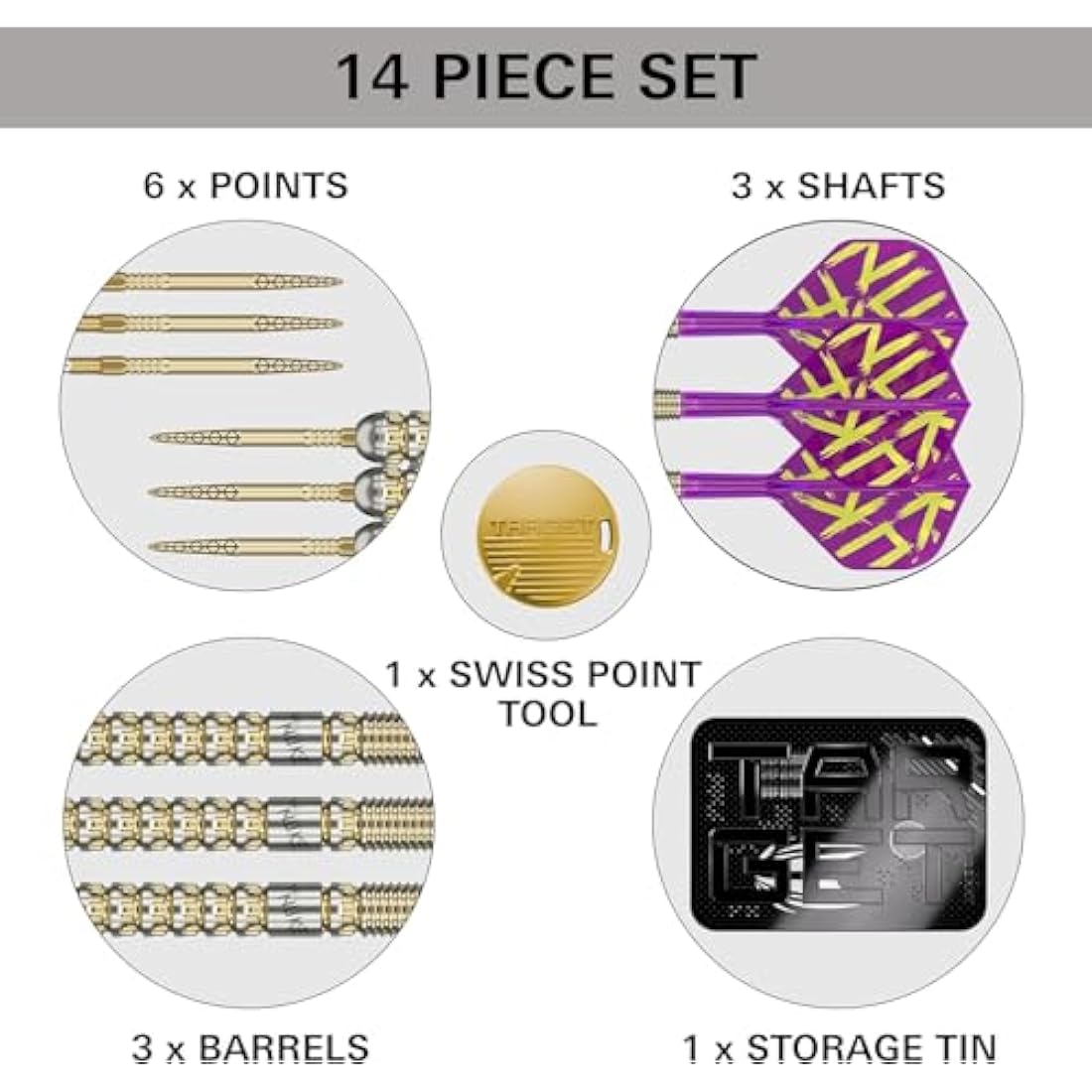 TARGET Darts Luke Littler Gen 1 Prodigy Steel Tip Swiss Point Darts, 90% Tungsten Darts, 22G/23G/24G | Generation 1 Gold Steel Tip Darts, G1 Player Edition Swiss Points Dart Sets, Flights and Shafts