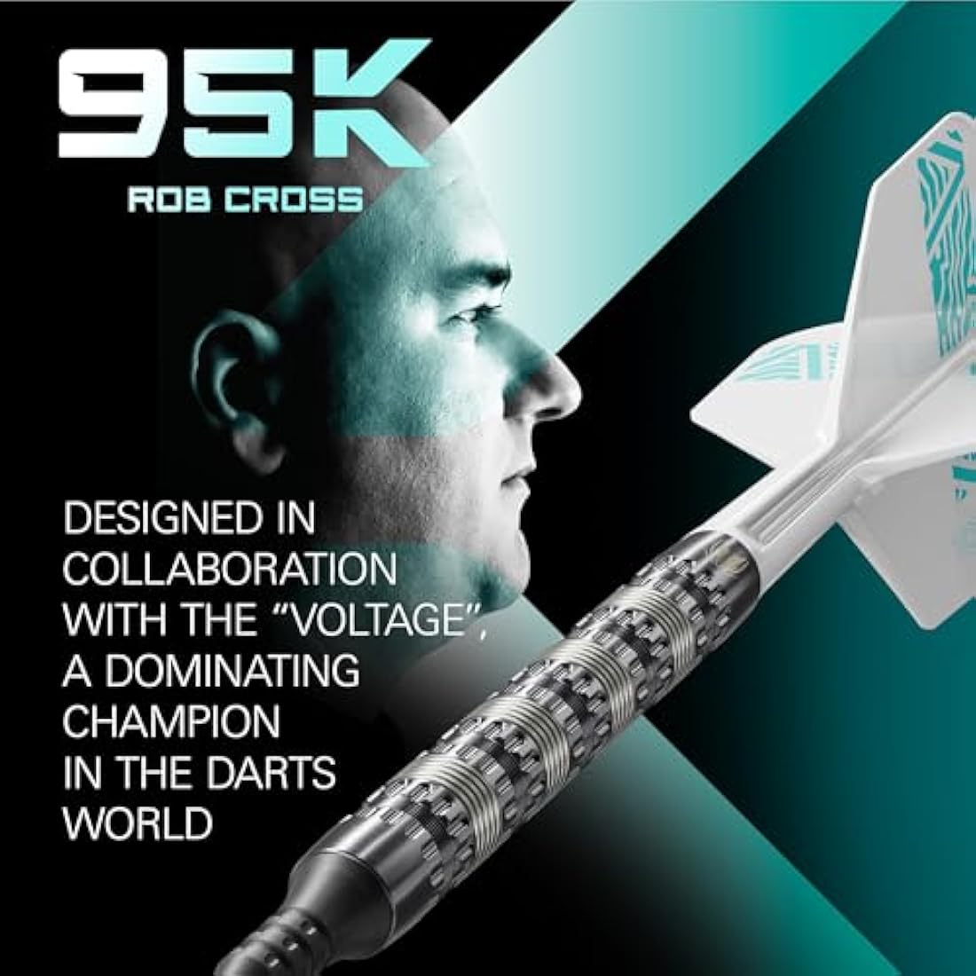 Target Darts Rob Cross 95K Soft Tip 95% Tungsten Dart Set, 18G | Voltage Player-Edition Darts Set with Pixel Tips, K-Flex Flights, Soft Tip Electronic Darts Set
