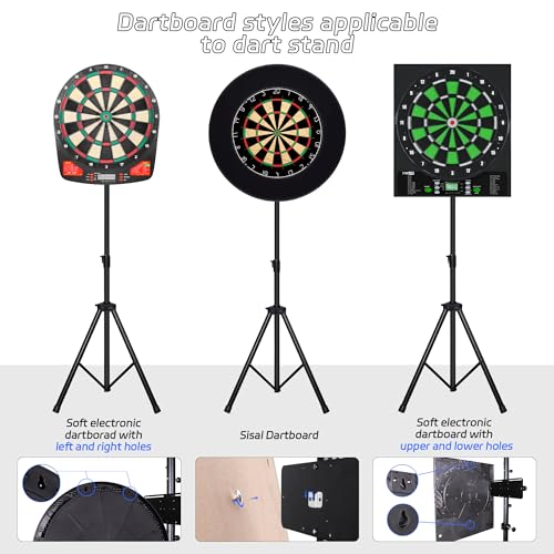 CyeeLife Dartboard Stand, Professional Portable Tripod Dartboard Travel Stand, Black