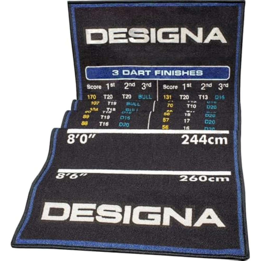 Designa Darts | Non Slip Carpet Darts Mat with Checkout Design | Multiple Colours & Sizes.