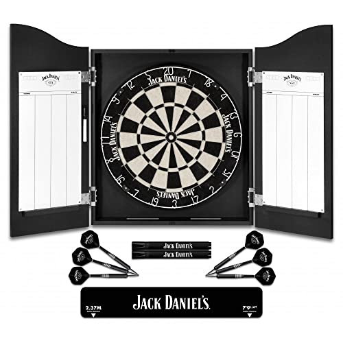 Officially Licensed Jack Daniel's Printed Darts Home Centre in Black Including Dartboard | JD Logo (CAB512)