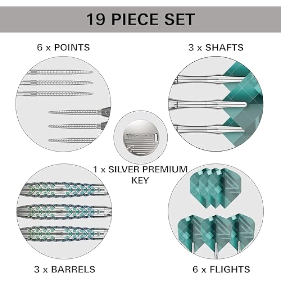 TARGET Darts Rove Steel Tip Swiss Point Darts, 90% Tungsten Dart Set | Steel Tip Dart, Green & Silver Darts, Professional Dart Set with Swiss Points & Tool | Barrel 01/02/03 –22G/23G/24G/25G