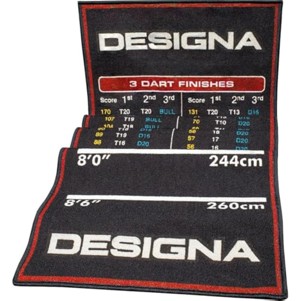 Designa Darts | Non Slip Carpet Darts Mat with Checkout Design | Multiple Colours & Sizes.