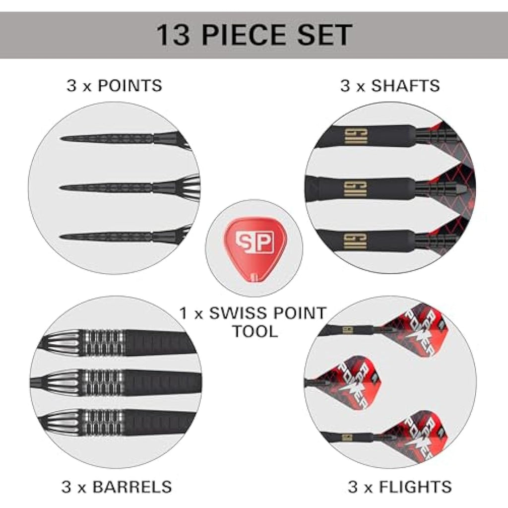 TARGET Darts Phil Taylor Gen 11 Power 9-Five Steel Tip Swiss Point Darts (3) Swiss Point Tool, 95% Tungsten Raw Power G11 | Generation 11 Phil Taylor Darts, Player Edition Swiss Points Dart Set