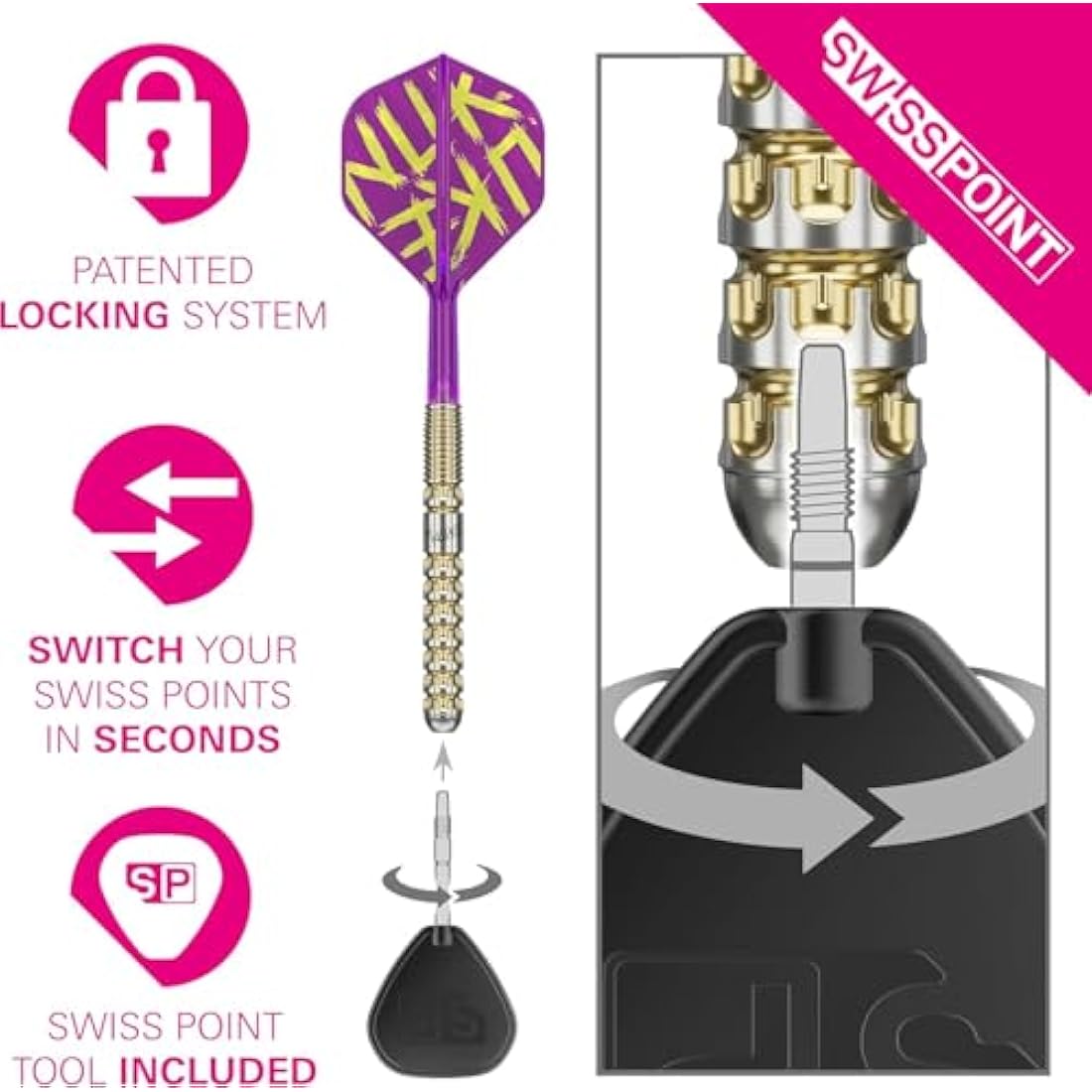 TARGET Darts Luke Littler Gen 1 Prodigy Steel Tip Swiss Point Darts, 90% Tungsten Darts, 22G/23G/24G | Generation 1 Gold Steel Tip Darts, G1 Player Edition Swiss Points Dart Sets, Flights and Shafts
