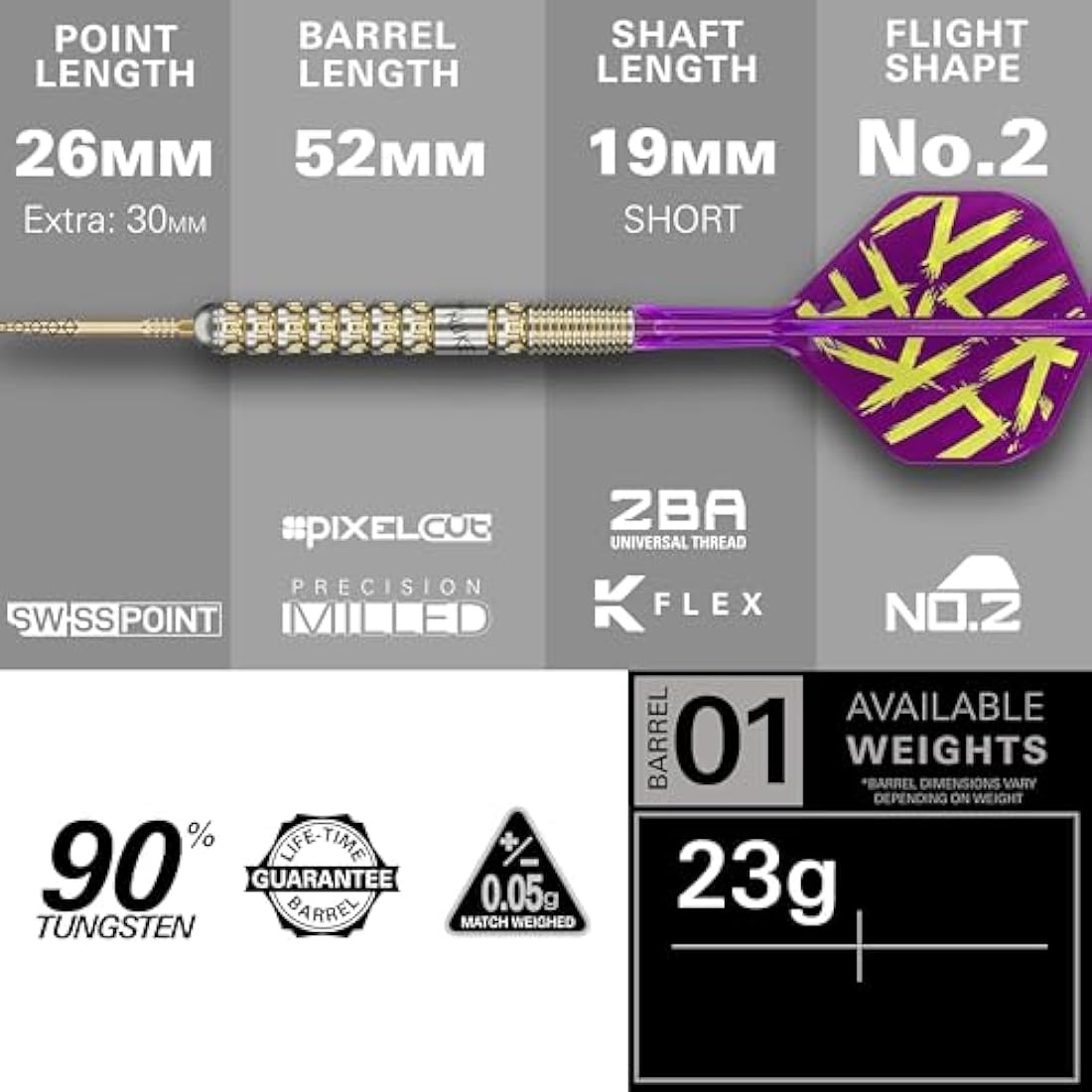 TARGET Darts Luke Littler Gen 1 Prodigy Steel Tip Swiss Point Darts, 90% Tungsten Darts, 22G/23G/24G | Generation 1 Gold Steel Tip Darts, G1 Player Edition Swiss Points Dart Sets, Flights and Shafts