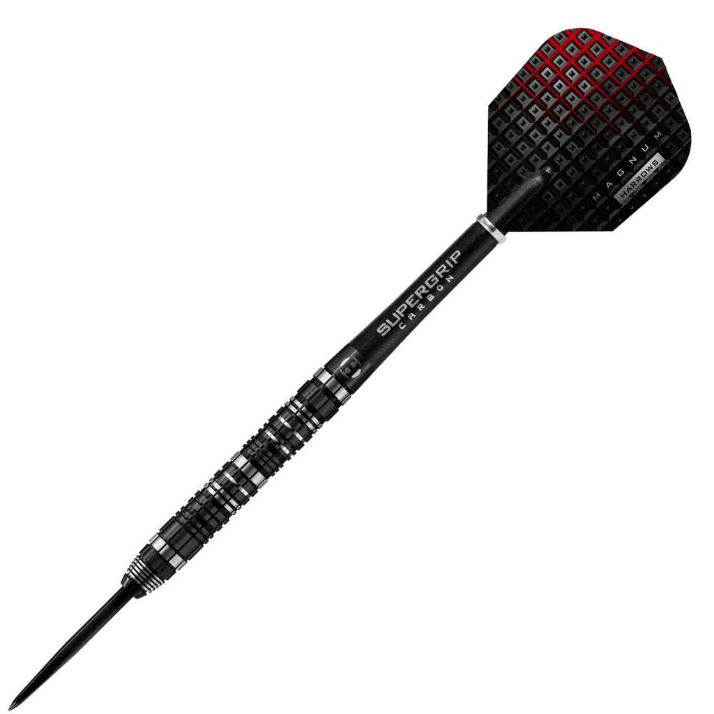 Harrows Magnum Reloaded 97% Tungsten Steel Tip Darts Set 22g, 23g, 24g, & 25g - Includes Slim Parallel Barrel, Silver Supergrip Carbon Midi Shafts &