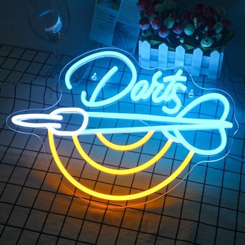 Horseneon Dart Neon Sign, Darts Bar Neon Light Dartboard Neon Light Sign for Wall, Game Led Sign for Pub Home Bar Club Man Cave Restaurant Shop Game Room Decor