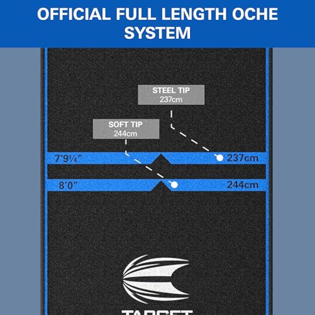 TARGET Darts Dart Mat - World Champions/INK/Mod | Dart Oche Mat with Soft Tip and Steel Tip Throw Line Distances | Non Slip Carpet Mats for Floor and Dart Tips Protection | Darts Accessories UK