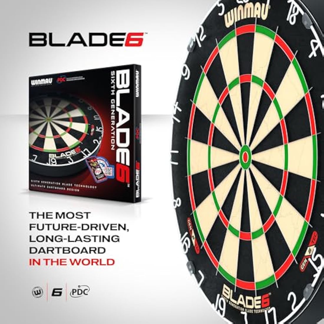 WINMAU Darts Blade 6 Professional Bristle Dartboard with Official tournament specifications | Endorsed by the PDC