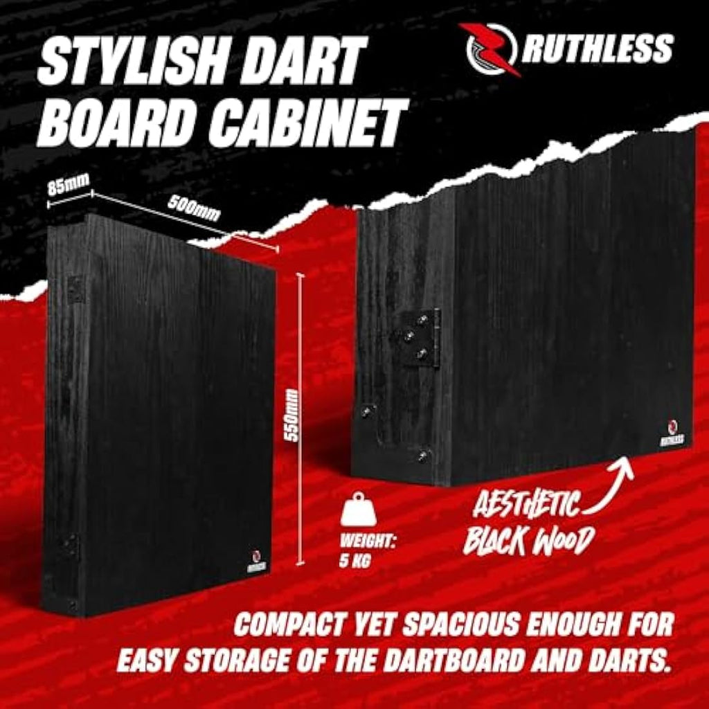 Ruthless Home Darts Centre | Complete Home Dart Board Centre Including Cabinet, Dartboard and 2 Sets of Darts