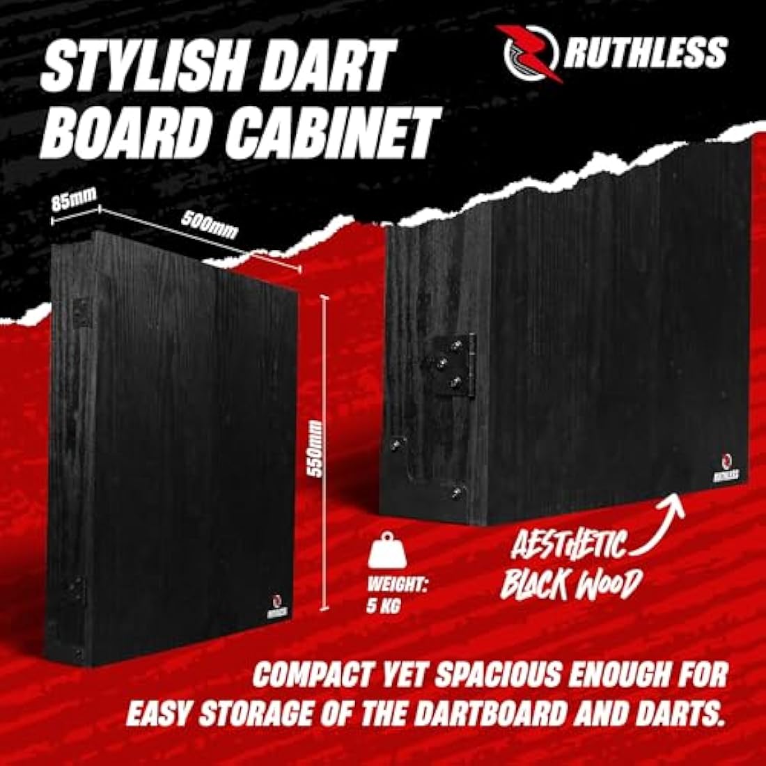 Ruthless Home Darts Centre | Complete Home Dart Board Centre Including Cabinet, Dartboard and 2 Sets of Darts