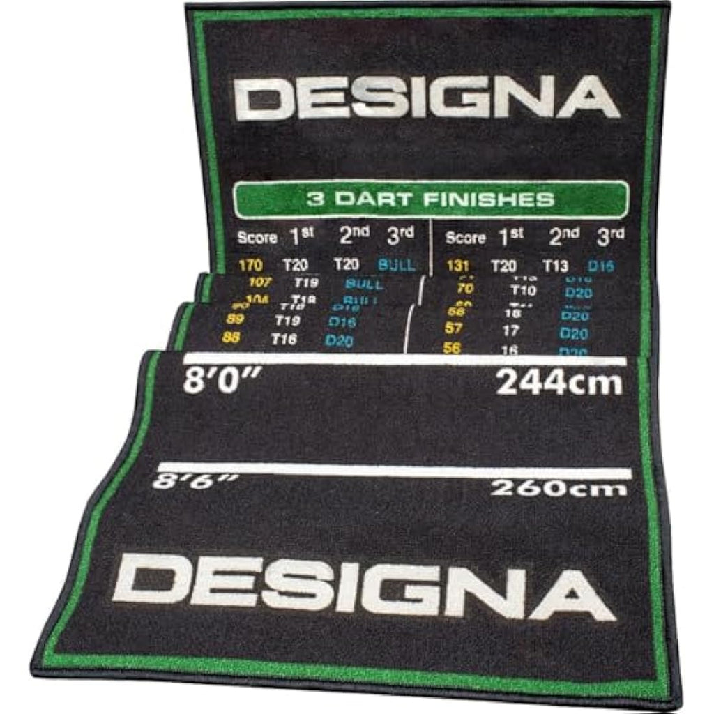 Designa Darts | Non Slip Carpet Darts Mat with Checkout Design | Multiple Colours & Sizes.
