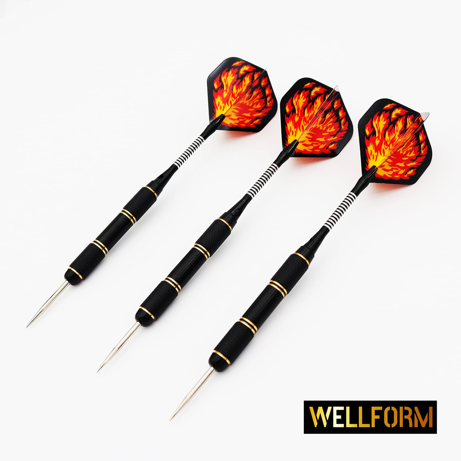 WELLFORM Darts Metal Tip Set, Steel Tip Darts Set 22g and 28g Professional Darts for Dartboard with Darts Guide and Darts Case, Aluminum Shafts, Brass