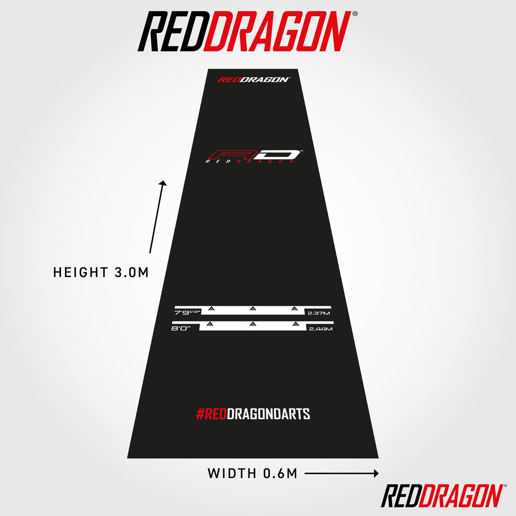 RED DRAGON Darts Mat ? Heavy Duty Dart Mat with Oche Line - Official Tournament Measurements - Professional Darts Accessories