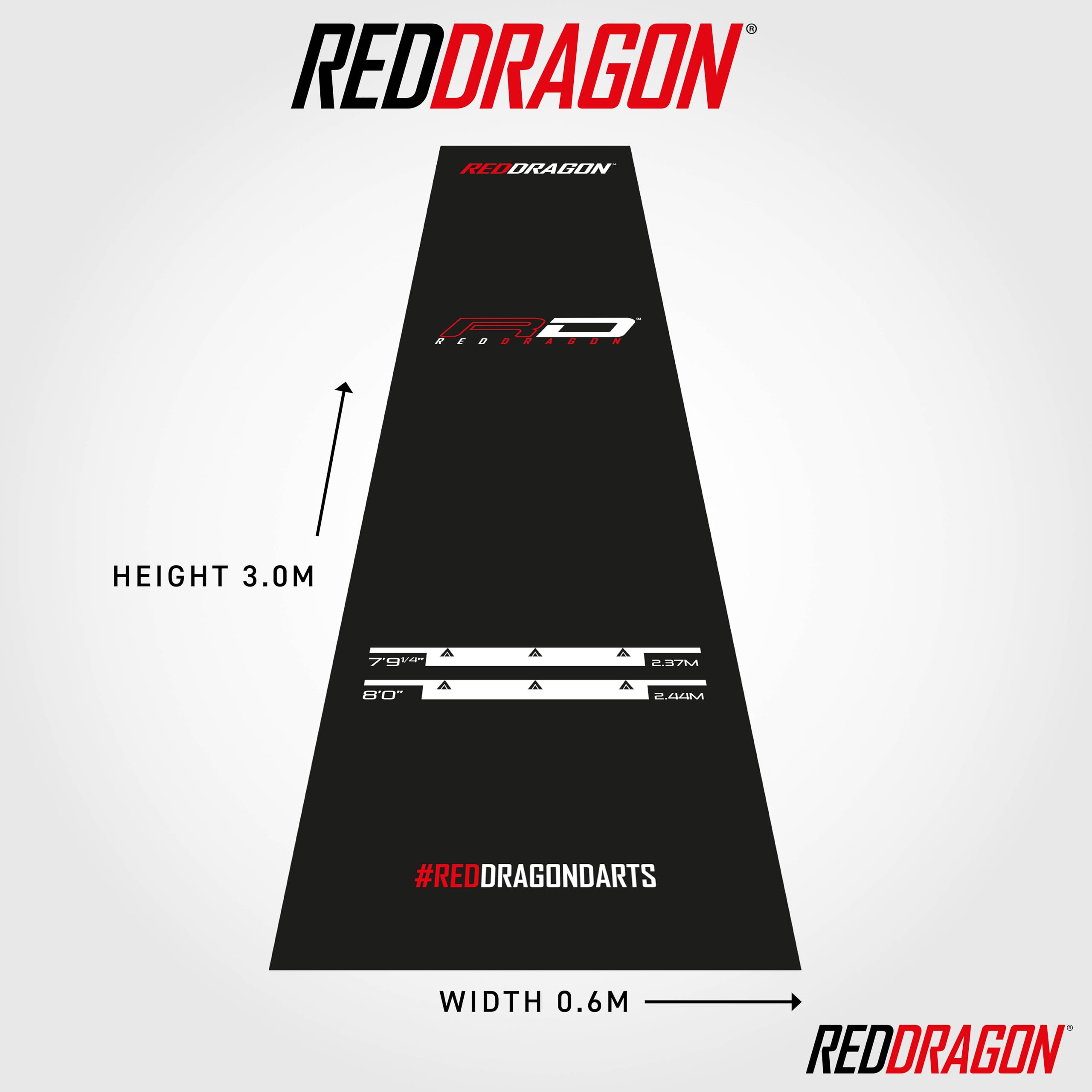 RED DRAGON Darts Mat ? Heavy Duty Dart Mat with Oche Line - Official Tournament Measurements - Professional Darts Accessories