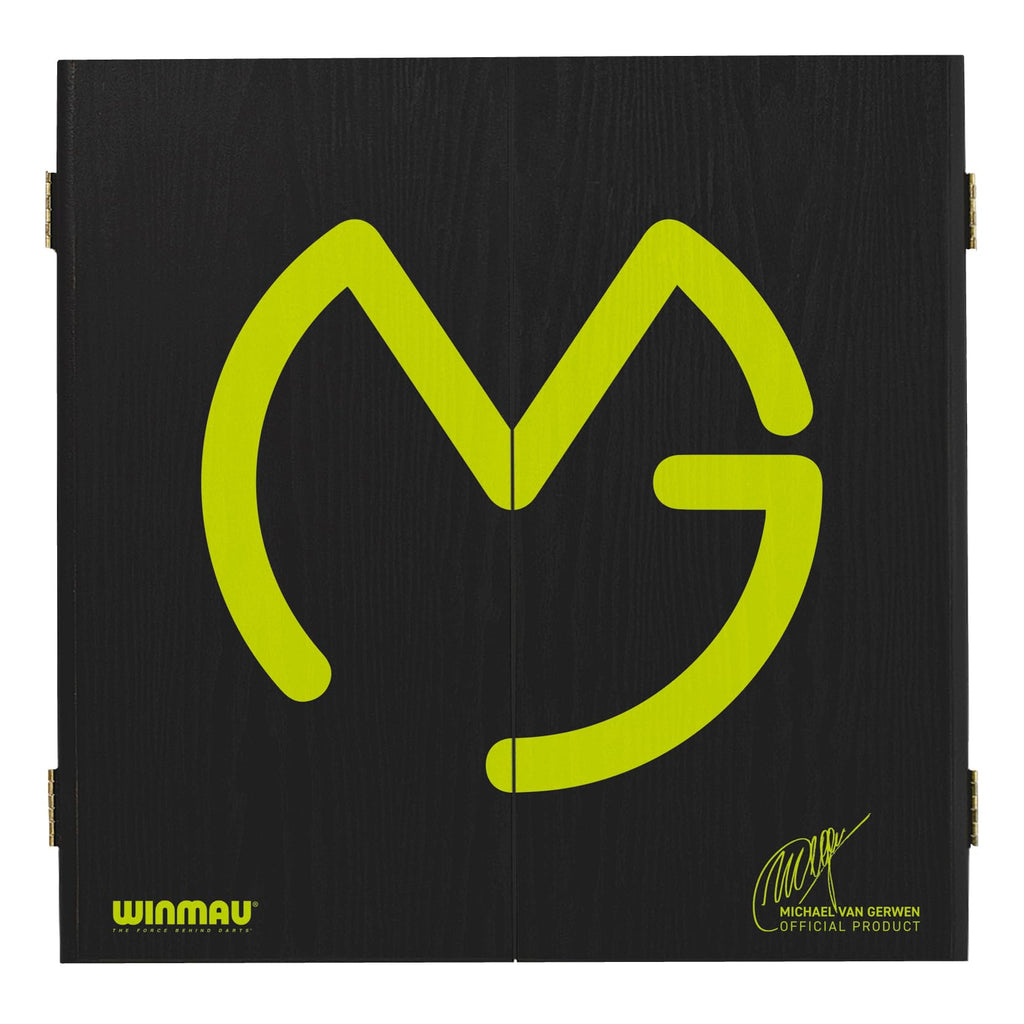 WINMAU Dartboard Cabinet Set Michael van Gerwen MvG Darts Cabinet | Dartboard | 2 x Sets of Darts & Accessories