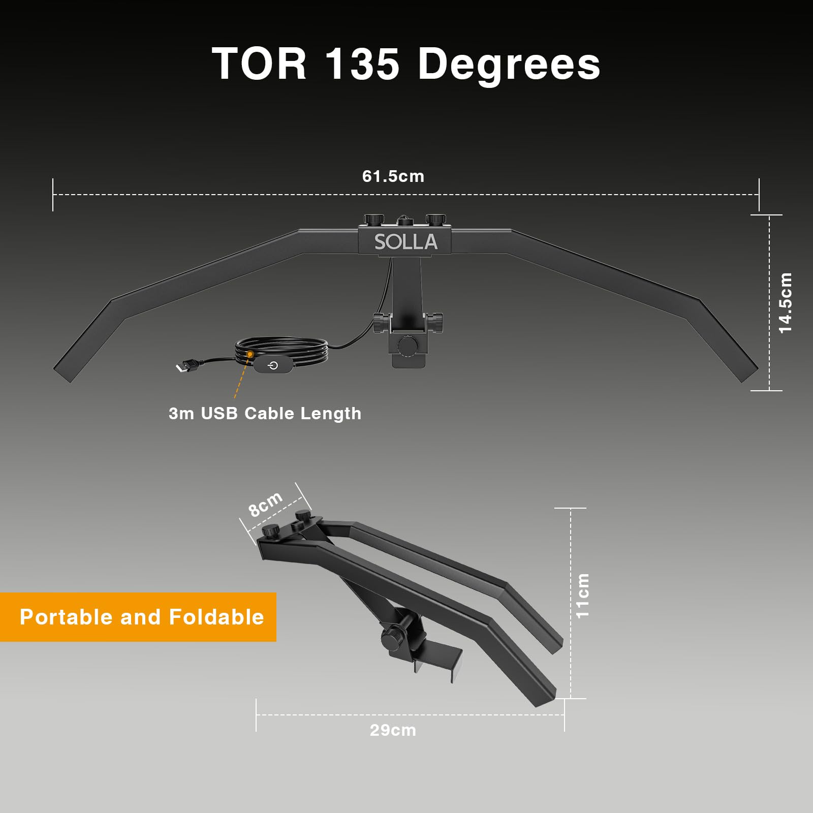SOLLA LED Folding Dartboard Light,TOR135 Portable Lighting System for All Dart Boards,Adjustable Irradiation Angle and Brightness,Professional